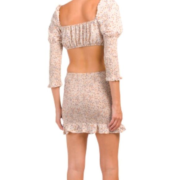 NWOT LOVE TREE | Micro Floral 2 Piece Cropped Top w/ Ruffle Skirt | Size Large - Picture 5 of 7